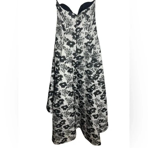 ZAC Zac Posen Black and White Floral High Low Dress - Picture 5 of 7